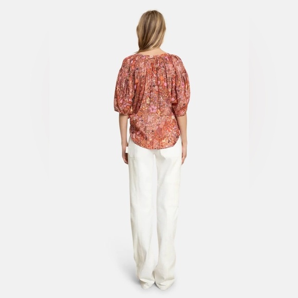 A.L.C Julianna Silk Short-sleeve Top In Sorbet Multi Size 4 - Picture 2 of 11